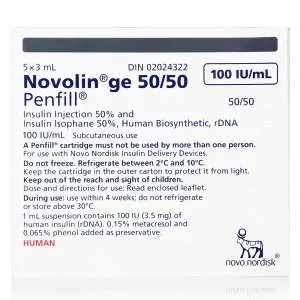 Novolin GE 50 / 50 Penfill Cartridge 100 Units / mL Buy Online